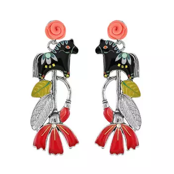 TARATATA Серьги Folk, полимерная глина, смола, стразы, блестки