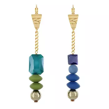 TARATATA Серьги Glam Rock, асимметрия,стеклянные бусины,силиконовые