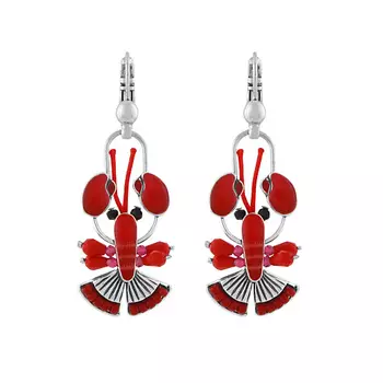 TARATATA Серьги Mr Lobster, с цветной смолой, бусинами и шнуром