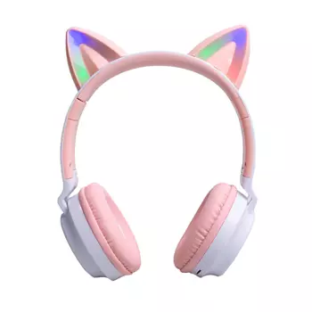 TELZEN Наушники беспроводные детские светящиеся кошачьи ушки