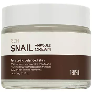 TENZERO Крем для лица антивозрастной ампульный с муцином улитки Snail Ampoule Cream
