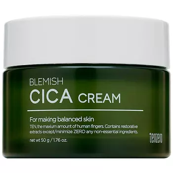 TENZERO Крем для лица смягчающий с экстрактом центеллы азиатской Blemish Cica Cream