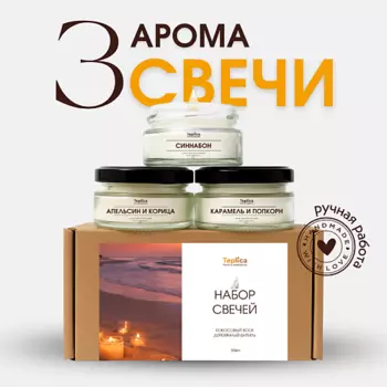 TEPLICA Ароматические свечи (апельсин корица, синнабон, карамель попкорн)