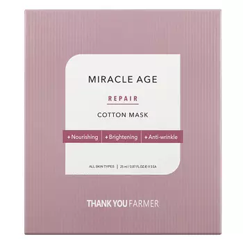 THANK YOU FARMER Маска для лица тканевая антивозрастная восстанавливающая Miracle Age Repair Cotton Mask