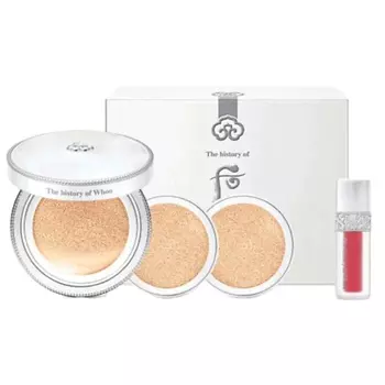 THE HISTORY OF WHOO Набор: Seol Radiant White Moisture Cushion + Рефилл + Губная помада Mi Velvet