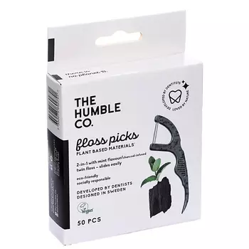 THE HUMBLE CO Зубочистки с зубной нитью древесный уголь