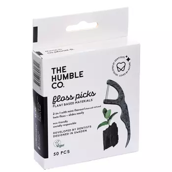 THE HUMBLE CO Зубочистки с зубной нитью древесный уголь