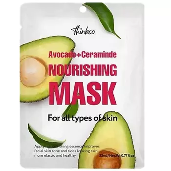 THINKCO Тканевая маска для лица с экстрактом авокадо и керамидами для устранения сухости