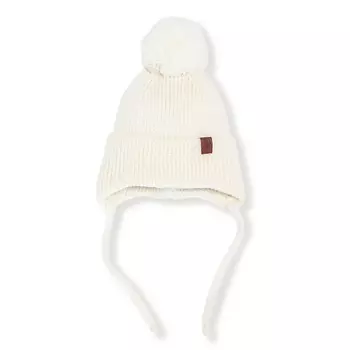 TOUCAN FOR KIDS Шапка вязаная на завязках c помпоном (экрю)
