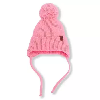TOUCAN FOR KIDS Шапка вязаная на завязках с помпоном (роза)