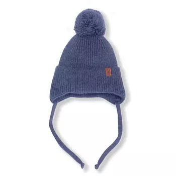 TOUCAN FOR KIDS Шапка вязаная на завязках с помпоном (джинс)