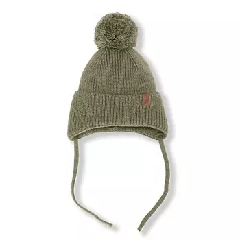 TOUCAN FOR KIDS Шапка вязаная на завязках с помпоном (св. хаки)