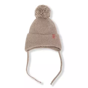 TOUCAN FOR KIDS Шапка вязаная на завязках c помпоном (теплый беж)
