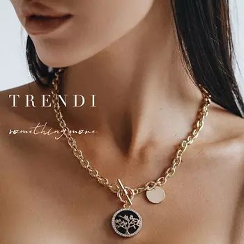 TRENDI Цепочка на шею женская с медальоном