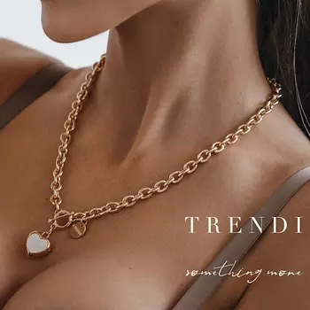 TRENDI Цепочка на шею женская с подвеской сердечко