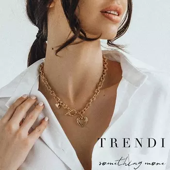TRENDI Цепочка на шею женская с подвеской ангел под золото