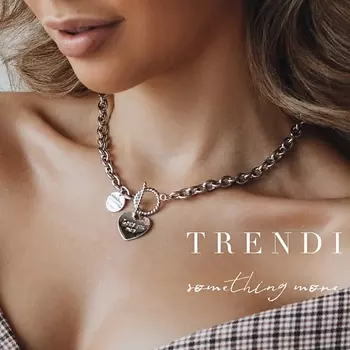 TRENDI Цепочка на шею женская с подвеской love под золото