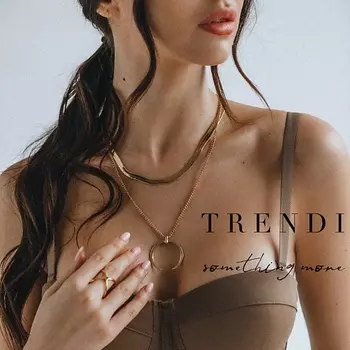 TRENDI Цепочка с медальоном лунница под золото