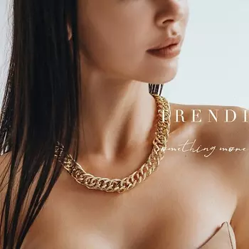 TRENDI Колье классическое крупная женская цепочка на шею частый срез под золото