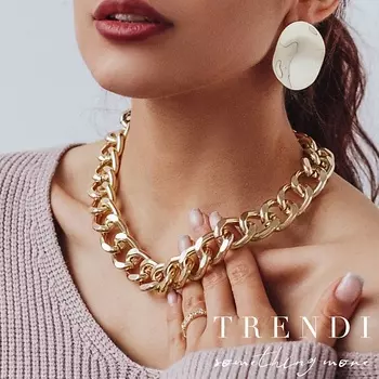 TRENDI Колье классическое унисекс цепочка на шею крупная под золото
