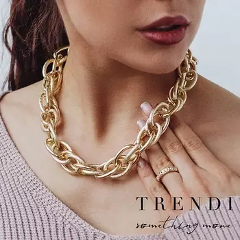 TRENDI Колье классическое женская цепочка на шею крупная днк матовая под золото