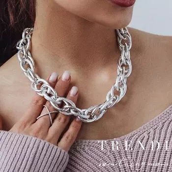 TRENDI Колье классическое женская цепочка на шею крупная днк матовая под золото