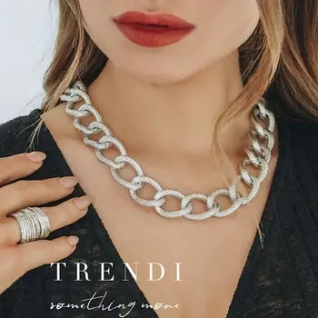 TRENDI Колье классическое женская цепочка на шею крупная классический срез узор под золото