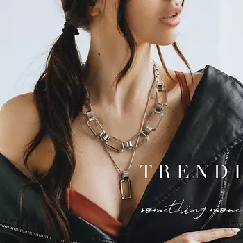 TRENDI Колье многослойное двойное прямоугольное под золото