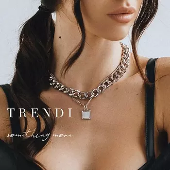 TRENDI Колье на шею чокер и цепочка двойная с подвеской ромбик под золото