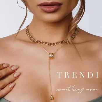 TRENDI Колье на шею двойное под золото
