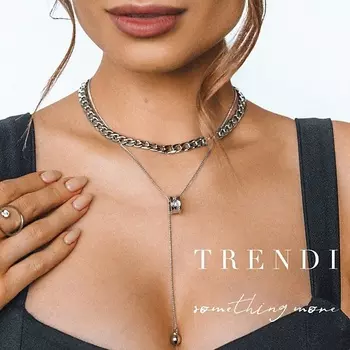 TRENDI Колье на шею двойное под серебро