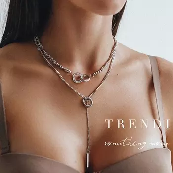 TRENDI Колье на шею колечки под серебро