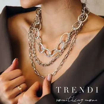 TRENDI Многослойное колье из тонких цепочек многослойная под золото