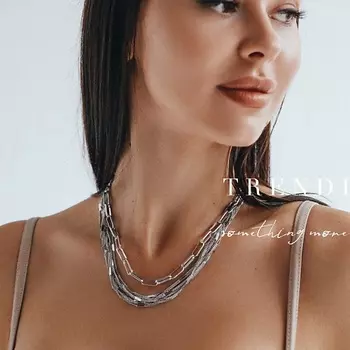 TRENDI Многослойное колье из тонких цепочек искры под золото