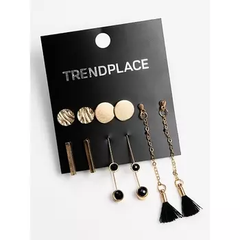 TRENDPLACE Набор серьги пусеты кольца бижутерия под золото