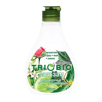 TRIOBIO Бальзам бессульфатный, для сухих и ломких волос с экстрактами огурца, помело, пиона 250.0