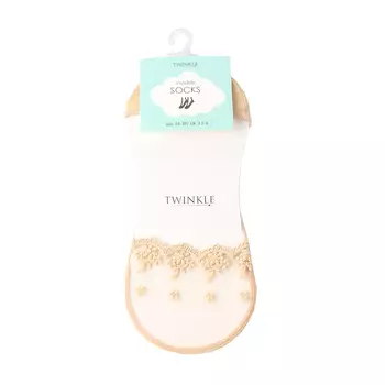 TWINKLE Кружевные следки TWINKLE, цвет: бежевый, форма 3