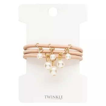 TWINKLE Резинки для волос BEIGE WITH PEARL