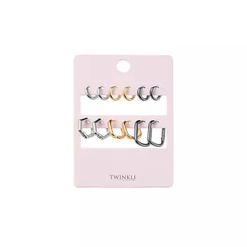TWINKLE Серьги 6 пар Modern Classic