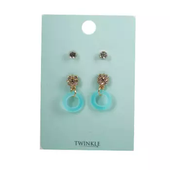 TWINKLE Серьги набор 2 пары Blue
