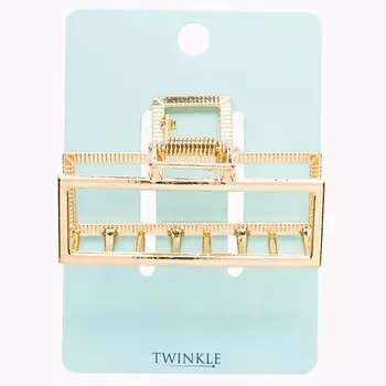 TWINKLE Заколка-крабик для волос RECTANGLE GOLD