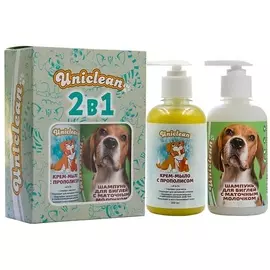 UNICLEAN Набор шампунь для биглей с маточным молочком и крем-мыло для лап с прополисом