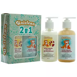 UNICLEAN Подарочный набор крем-мыло для лап с Д-Пантенолом и крем-мыло для лап с прополисом