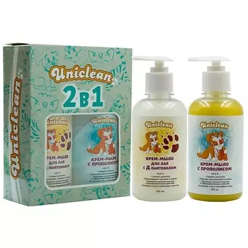 UNICLEAN Подарочный набор крем-мыло для лап с Д-Пантенолом и крем-мыло для лап с прополисом