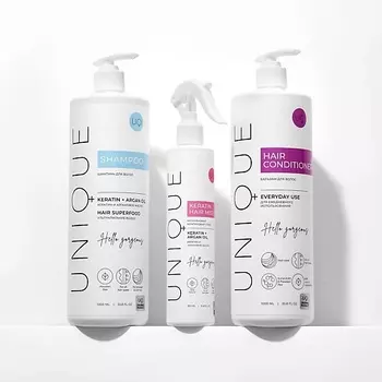 UNIQUEPRO Набор Шампунь для волос + Бальзам для волос + Кератиновый спрей