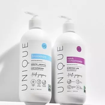 UNIQUEPRO Шампунь с кератином и аргановым маслом + Бальзам для волос для ежедневного использования