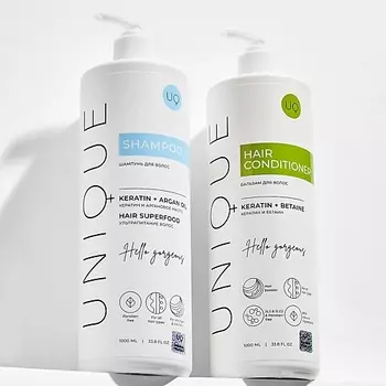 UNIQUEPRO Шампунь с кератином и аргановым маслом + Бальзам с кератином и бетаином