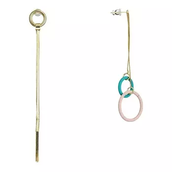 UVI JEWELLERY Асимметричные Золотистые серьги с эмалью желтого и зеленого цвета
