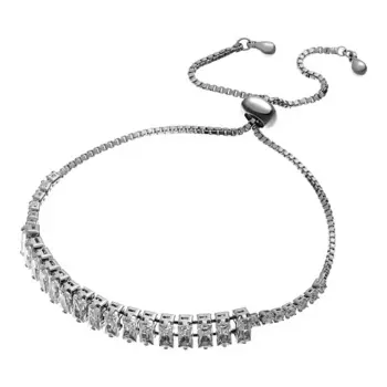 UVI JEWELLERY Браслет с прозрачными кристаллами огранки багет с регулируемым размером