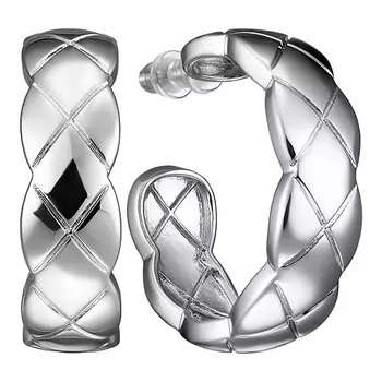 UVI JEWELLERY Фактурные Серебристые серьги полуконго